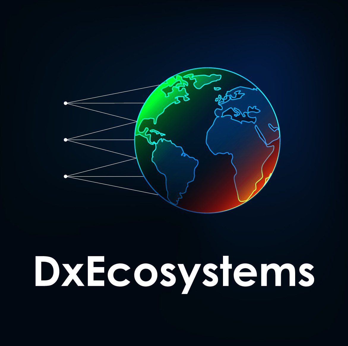 Digital ecosystem concept with interconnected nodes around Earth.